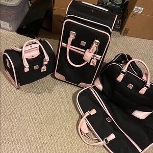 Black and Pink Snake Skin Diane von Furstenberg Luggage Set
